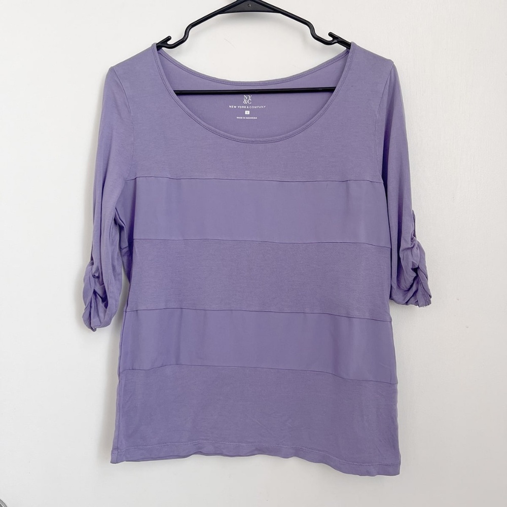 Purple Shirt Size Small Woman Rayon Polyester Roll Tab Sleeve